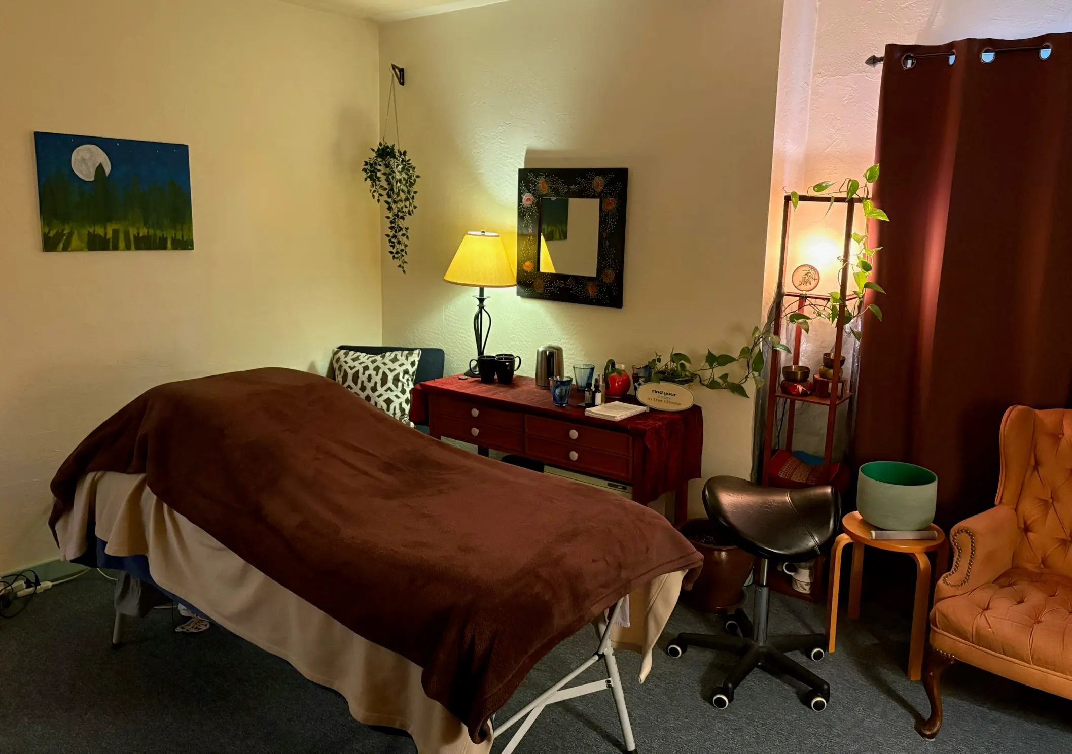 The treatment room at My Healing Oasis
